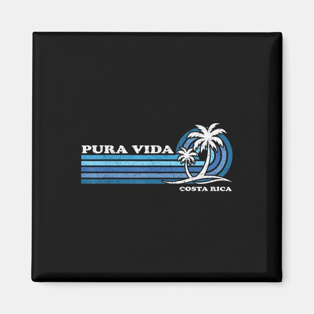 Vintag Retro Sommerurlaub Costa Rica Pura Vida Magnet (Vorne)