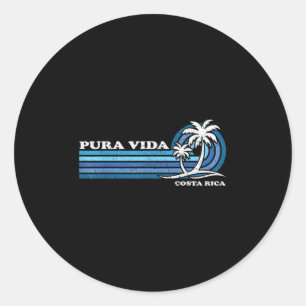 Vintag Retro Sommerurlaub Costa Rica Pura Vida Runder Aufkleber