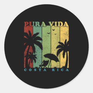 Vintag Retro Sommerurlaub Costa Rica Pura Vida Runder Aufkleber