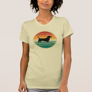 Vintag Retro Sonnenuntergang Basset Hound Silhouet T-Shirt