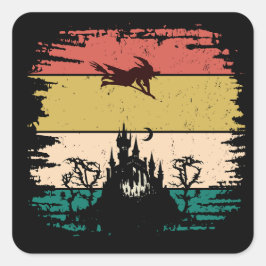Vintag Retro Spuk Haus Halloween Quadratischer Aufkleber