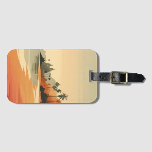 Vintag/Retro-Strand/tropisch Gepäckanhänger (Vorderseite (Horizontal))