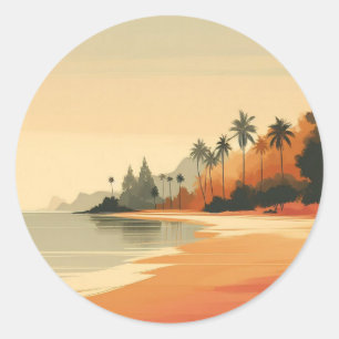 Vintag/Retro-Strand/tropisch Runder Aufkleber