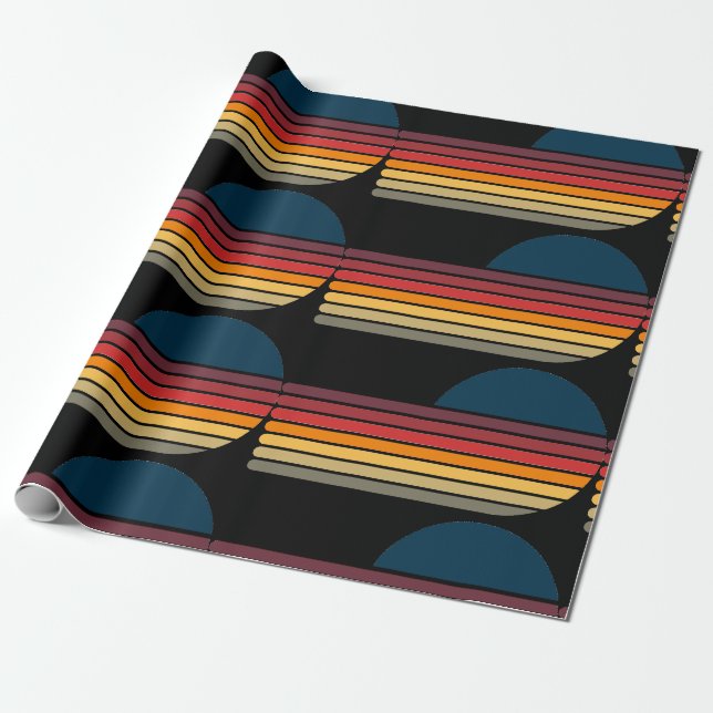 Vintag Retro Strip Sun Geburtstag Geschenkpapier (Ungerollt)