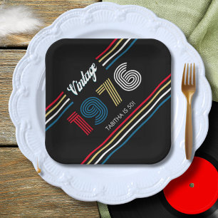 Vintag Retro Stripe 1976 50. Geburtstag oder Wiede Pappteller
