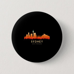 Vintag Retro Style Landschaft Sun Skyline Sydney A Button