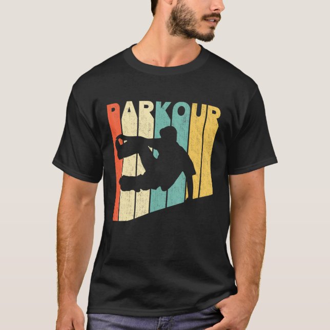 Vintag Retro Style Parkour Silhouette T-Shirt (Vorderseite)