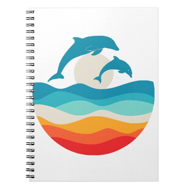 Vintag Retro Summer Time Beach Dolphin Notizblock (Vorderseite)