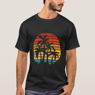Vintag Retro Sunset Black Beach Palm Bäume Niedlic T-Shirt