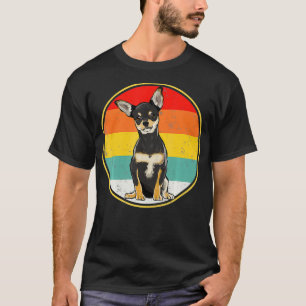 Vintag Retro Sunset Black Chihuahua Dog T-Shirt