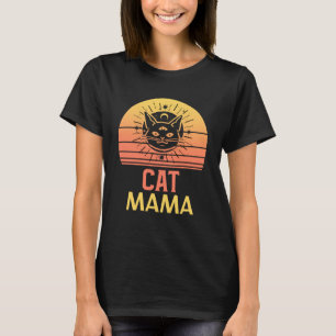 Vintag Retro Sunset Ca Cat Mama Achtlinge Katze 6 T-Shirt