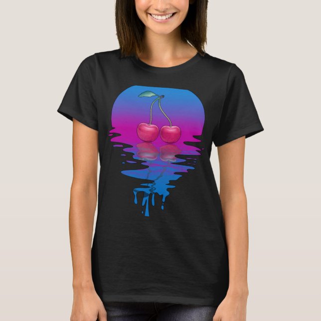 Vintag Retro Sunset Cherry T-Shirt (Vorderseite)