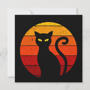 Vintag Retro Sunset Halloween Black Cat I Einladung