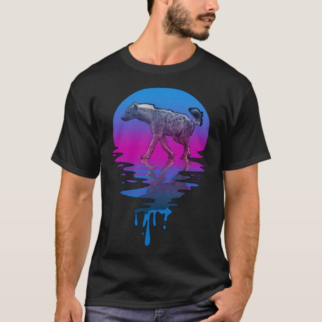 Vintag Retro Sunset Hyena T-Shirt (Vorderseite)