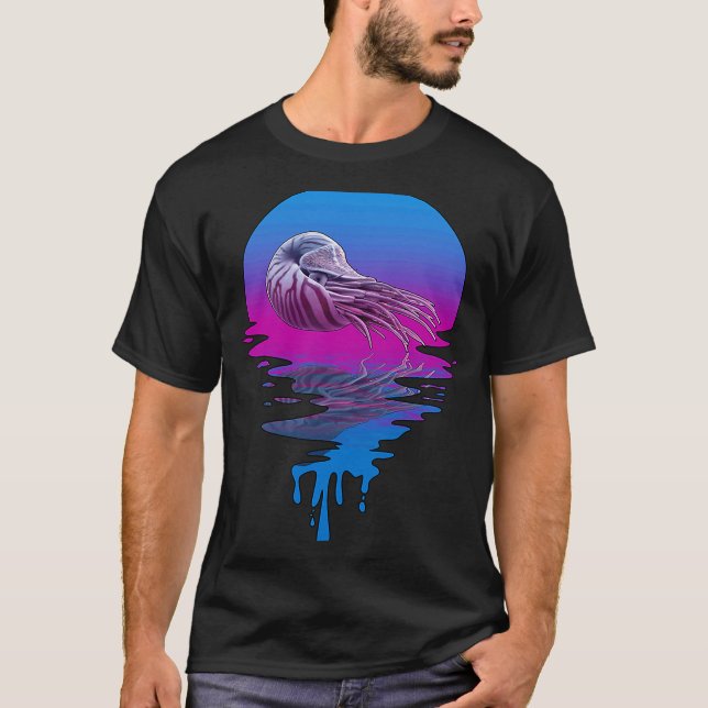 Vintag Retro Sunset Nautilus T-Shirt (Vorderseite)