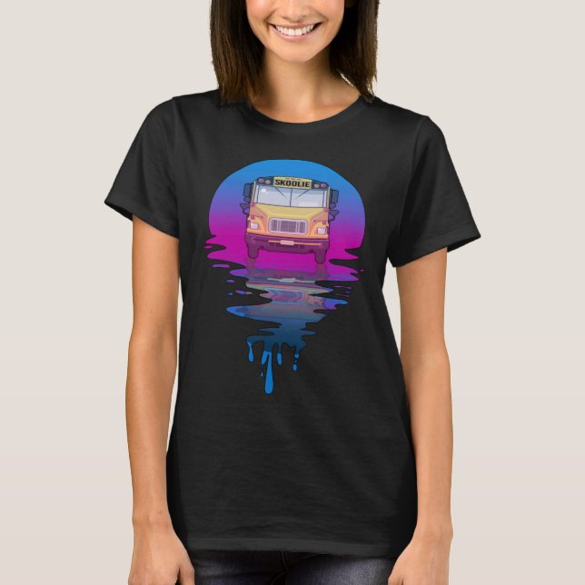 Vintag Retro Sunset Skoolie T-Shirt (Vorderseite)
