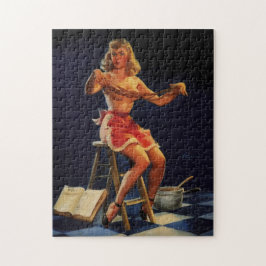Vintag Retro Taffy maker Pinup Girl Puzzle