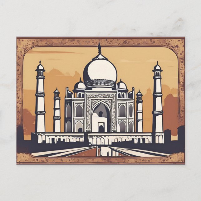 Vintag Retro Taj Mahal Postcard Postkarte (Vorderseite)
