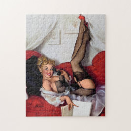 Vintag Retro Telefone Pinup Girl Puzzle