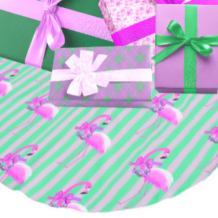 Vintag Retro Tropical Pink Flamingo Weihnachten Polyester Weihnachtsbaumdecke