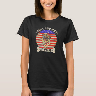 Vintag Retro USA American Flag Best Mops Dog Mama T-Shirt
