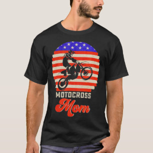 Vintag Retro USA Flag Proud Motocross Dirt Bike T-Shirt