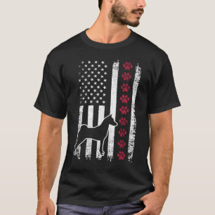 Vintag Retro USA Patriotic American Flag Basenji T-Shirt