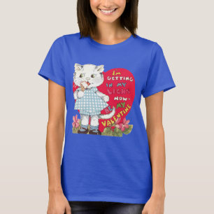 Vintag Retro Valentine's Day Cat Eating Ice Creme T-Shirt