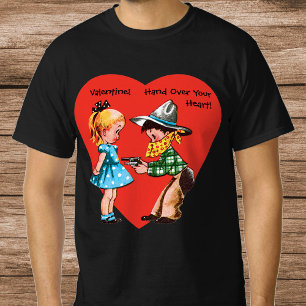 Vintag Retro Valentinstag, Mädchen mit Cowboy T-Shirt