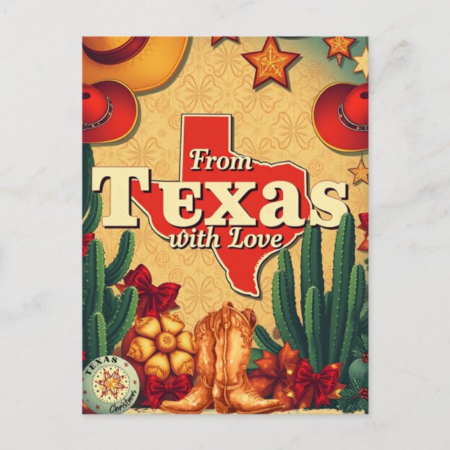 Vintag Retro Weihnachten aus Texas mit Liebe (Vorderseite)