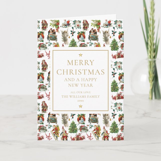 Vintag Retro-Weihnachten Feiertagskarte (Vorderseite)