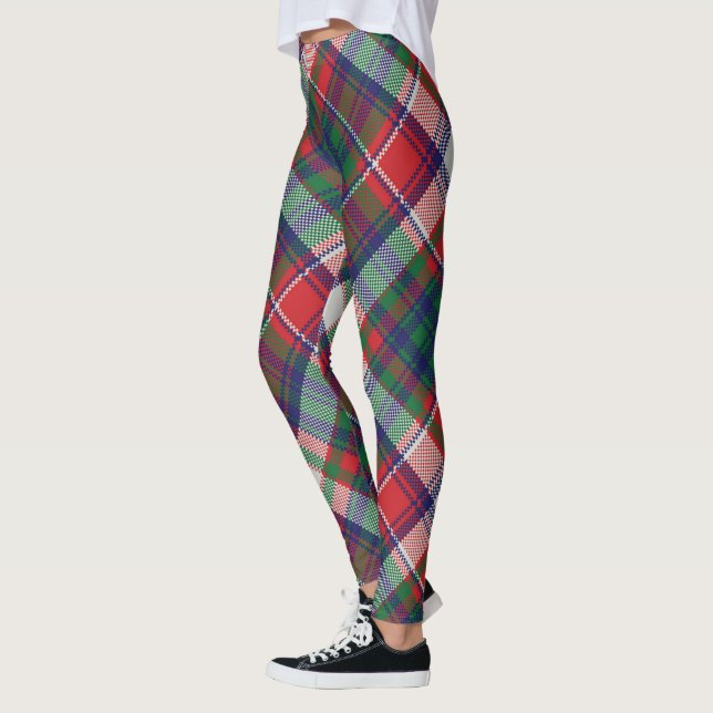 Vintag Retro Weihnachten Kariert Red Blue Green Leggings (Links)