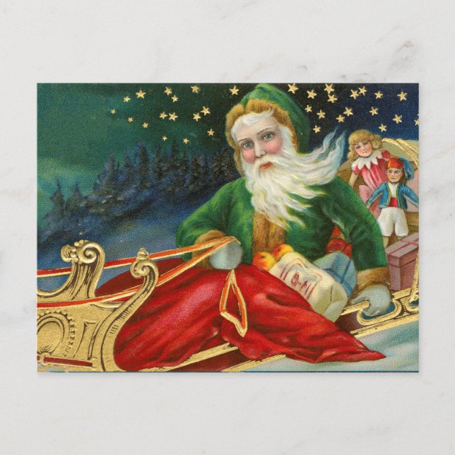Vintag Retro Weihnachten Weihnachtsmann Postkarte (Vorderseite)