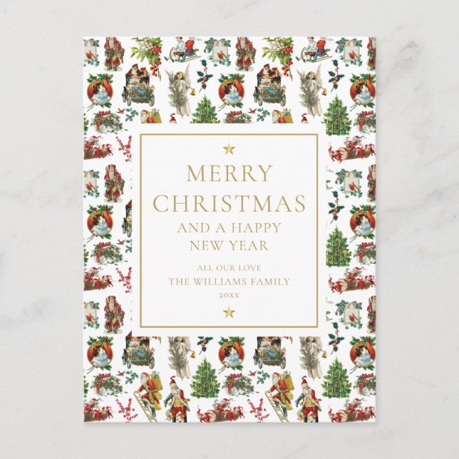 Vintag Retro Weihnachtsfeiertag Feiertagspostkarte (Vorderseite)