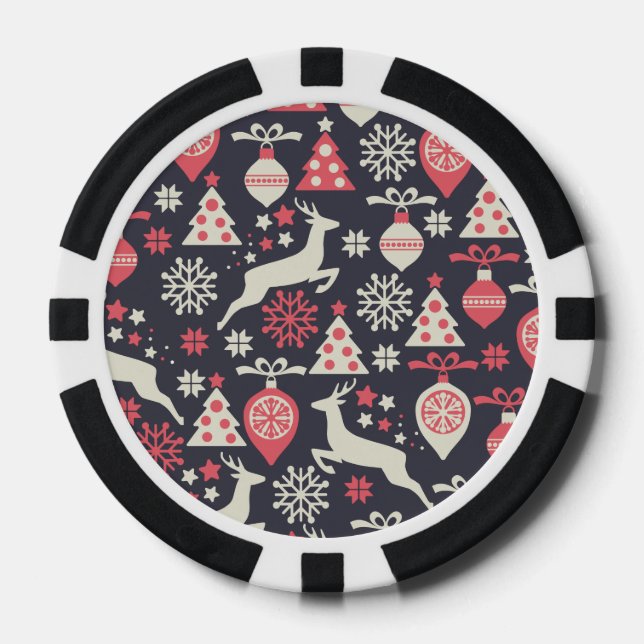 Vintag Retro Weihnachtsfeiertag Pokerchips (Vorderseite)