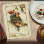 Vintag Retro Weihnachtsfest Feiertagspostkarte<br><div class="desc">Diese Vintage Retro Weihnachts-Weihnachtskarte mit Schneeschlitten ist perfekt für Ihren Urlaub Gruß. Sie können auch andere Designs in diesem Stile in meinem Laden finden.</div>