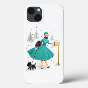 Vintag Retro Weihnachtsfrau mit Scotty Dog Case-Mate iPhone Hülle