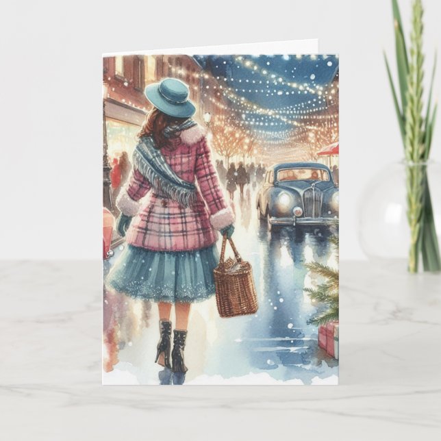 Vintag Retro Weihnachtskarte Feiertagskarte (Vorderseite)
