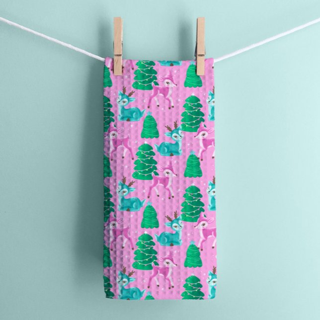 Vintag Retro Weihnachtsmann auf Rosa Geschirrtuch (Von Creator hochgeladen)