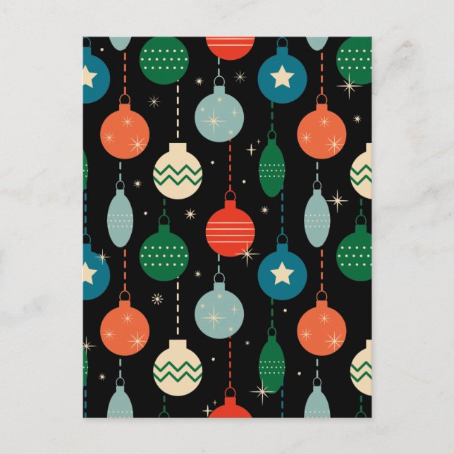 Vintag Retro Weihnachtsschmuck Muster Postkarte (Vorderseite)
