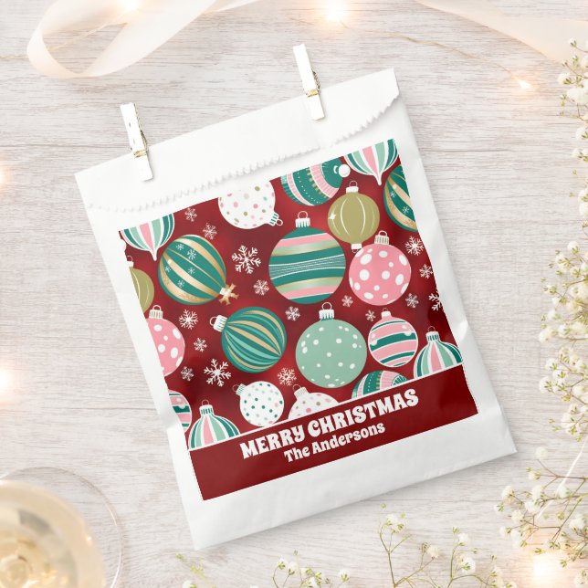 Vintag Retro Weihnachtsschmuck und Schneeflocken Geschenktütchen (Ausgeschnitten)