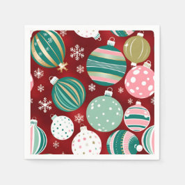 Vintag Retro Weihnachtsschmuck und Schneeflocken Serviette