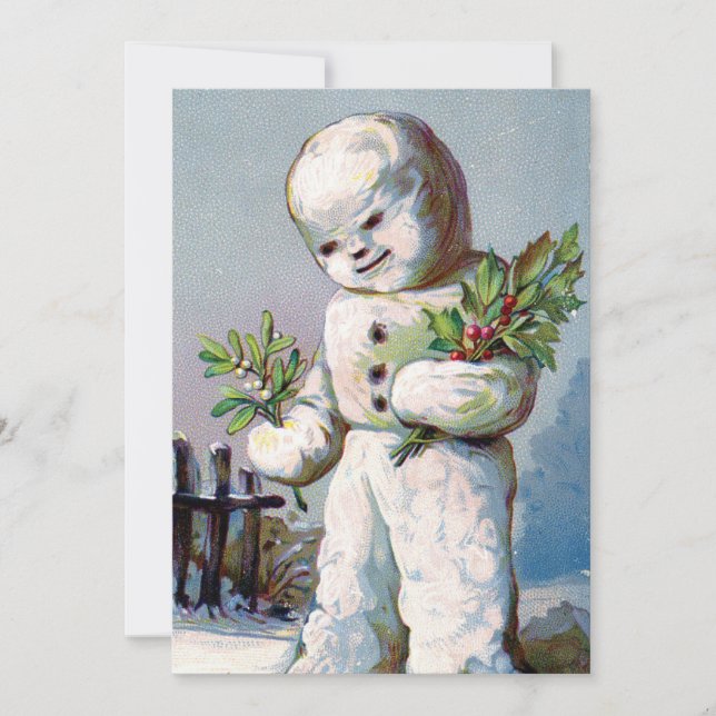 Vintag Retro Weihnachtsschneemann Winterlandschaft Feiertagskarte (Vorderseite)