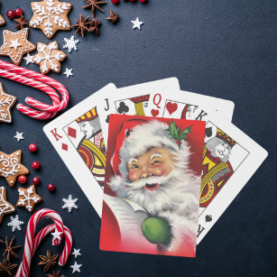 Vintag Retro Winking Santa Claus Weihnachten Spielkarten