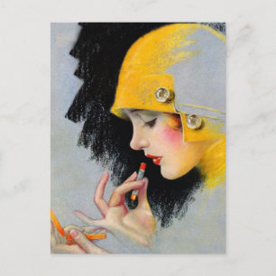 Vintag Retro Women 20s Hollywood Lipstick Girl Postkarte
