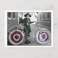 Vintag Retro Women 4. Juli Girl Scout & Bike