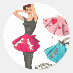 Vintag Retro Women 50er Fashion Poodle Skirt Schür Runder Aufkleber