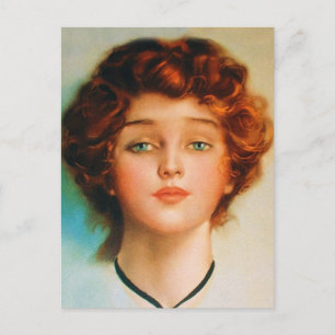 Vintag Retro Women Dreißig Schönheitsportrait Postkarte
