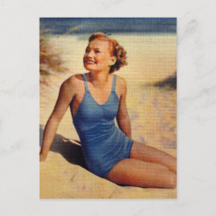 Vintag Retro Women Forties Swim Anzug Beauty Postkarte