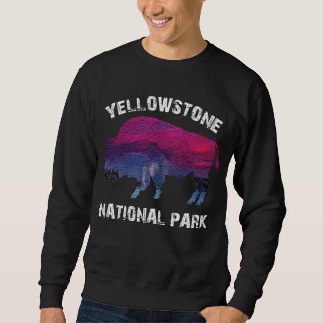 Vintag Retro Yellowstone Nationalpark Bison Sweatshirt (Vorderseite)